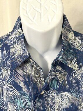 🌺 Bonobos Men’s Blue Lavender Teal Athletic Fit Hawaiian S/S Shirt M Short 🌊